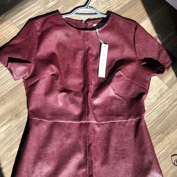 She / Sky Dress Medium N. W. T. Faux Leather Wine Color - Picture 10 of 11